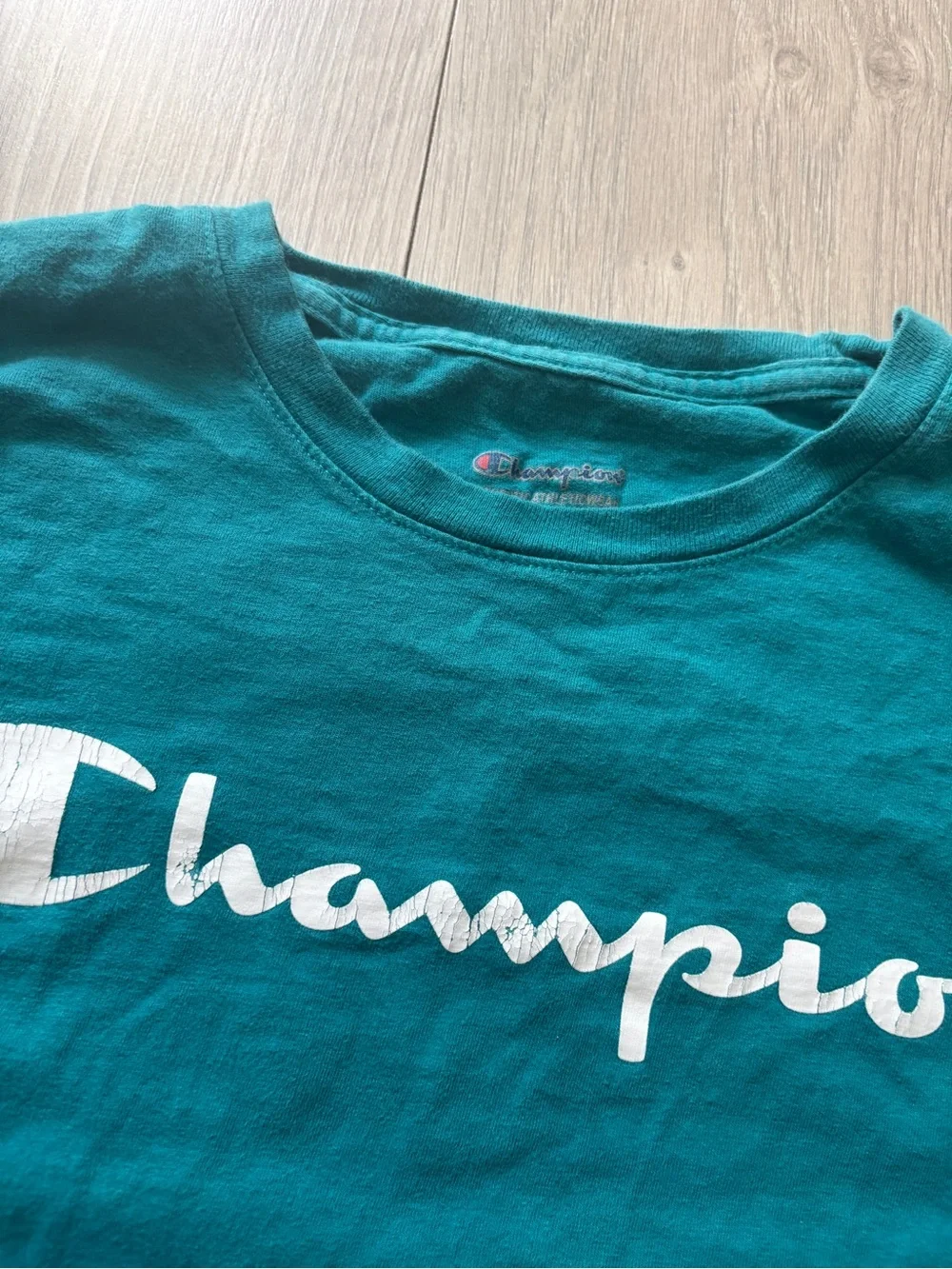 Champion Teal Script Logo T-Shirt - Picture 2 of 5